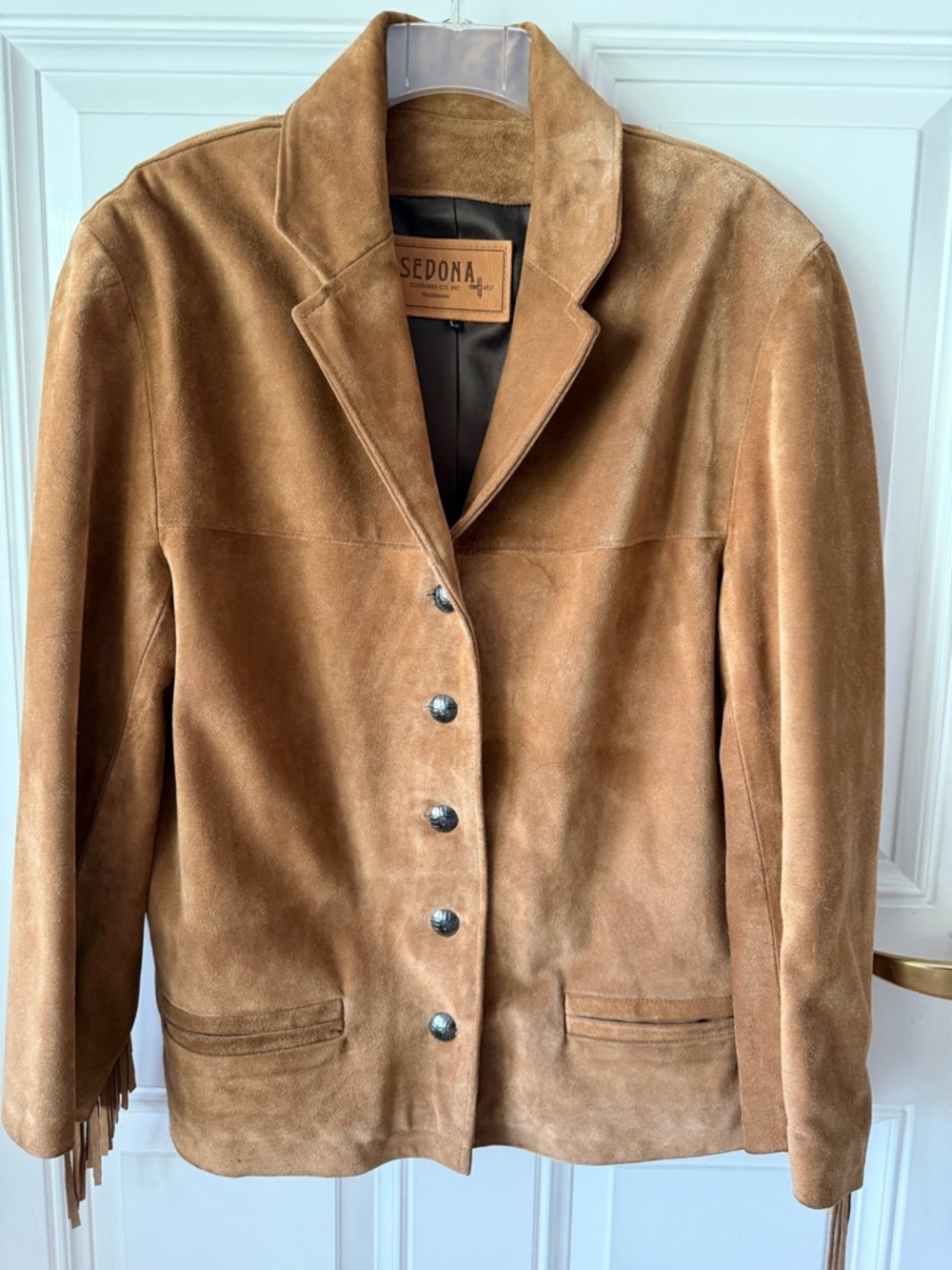 Vintage Women's authentic southwest Suede Fringe Jacket - Tan